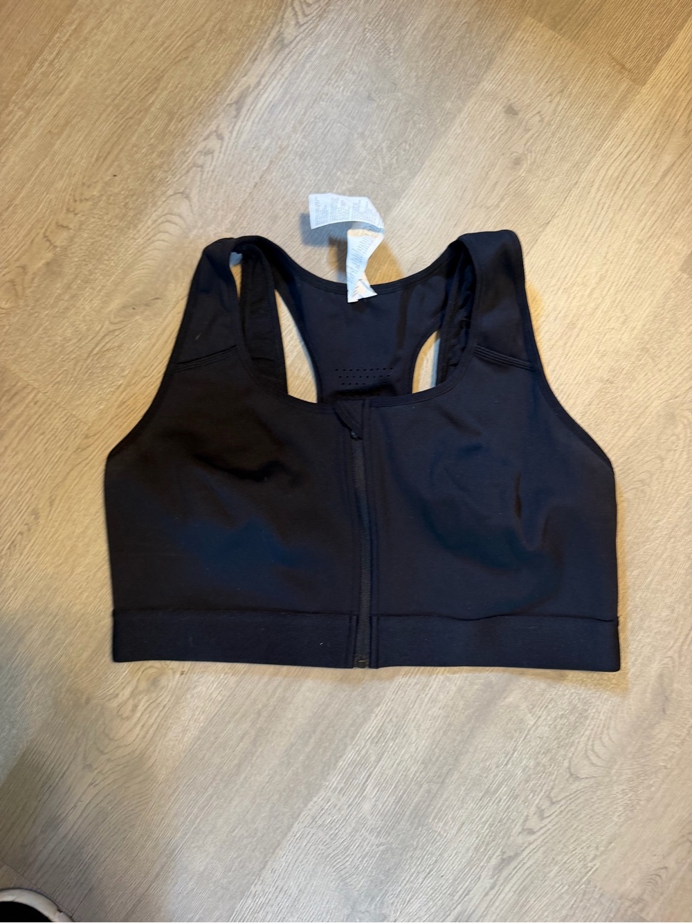 Fabletics Black Front-Zip High-Impact Racerback Sports Bra